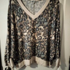 Leopard Print V-Neck Sweater